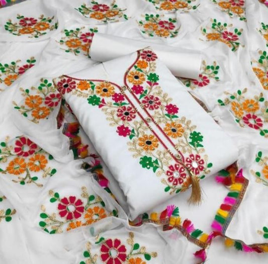 New Embroidered Chanderi Dress Material/Suit