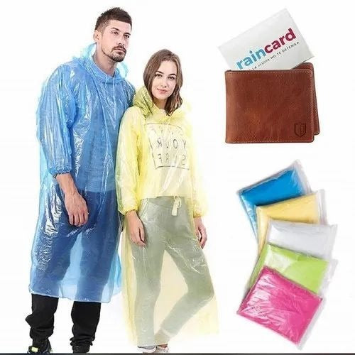 FULLY Reusable Wallet Rain Card Rain Coat for Adults (Set of 5) Multicolour